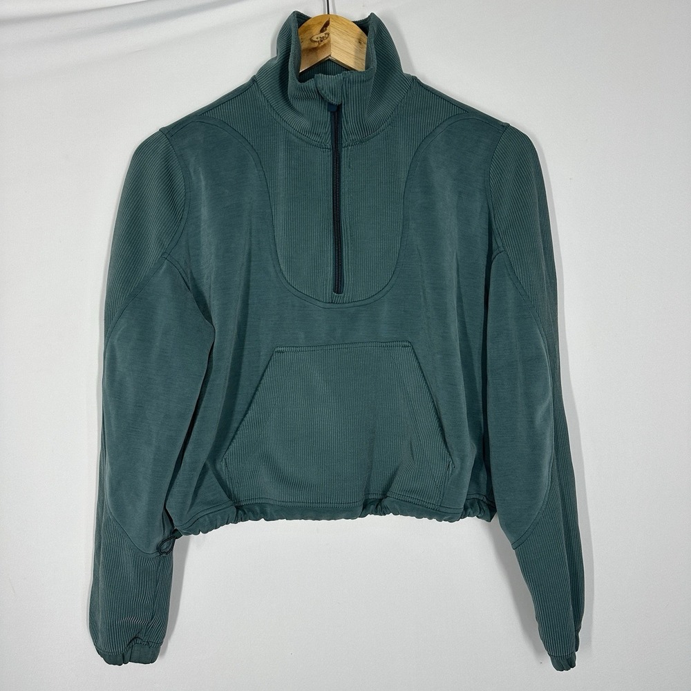 Lululemon Brushed Softstreme Ribbed Half Zip Green Jasper Size 4 Sweater